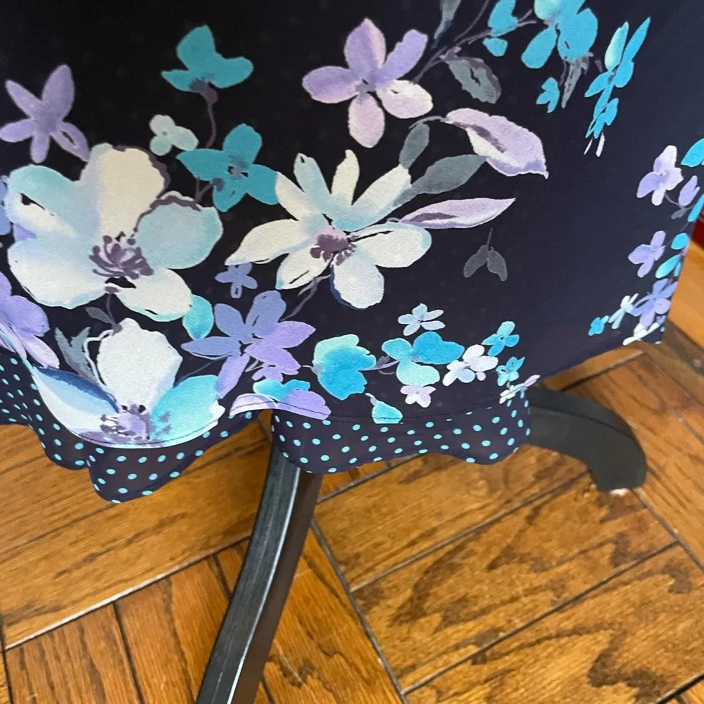 Worthington Floral Navy Midi Dress, Size 10P